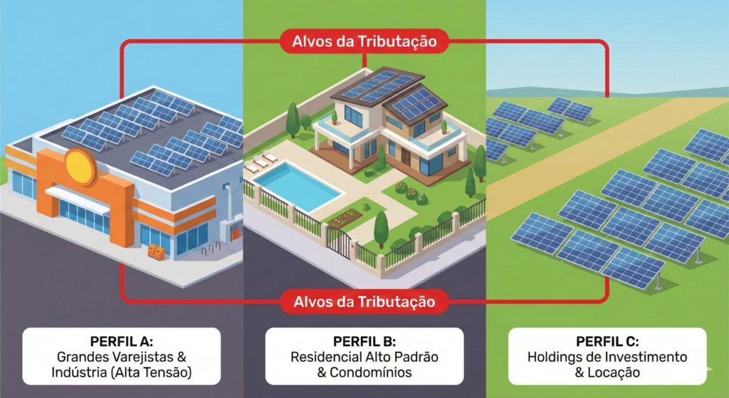 Setores mais afetados pela tributação solar: Supermercados, Indústrias e Condomínios de Alto Padrão em Natal.